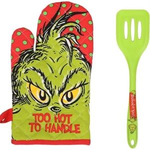 The Grinch Who Stole Christmas Kitchen Oven Mitt and Spatula Bake Set